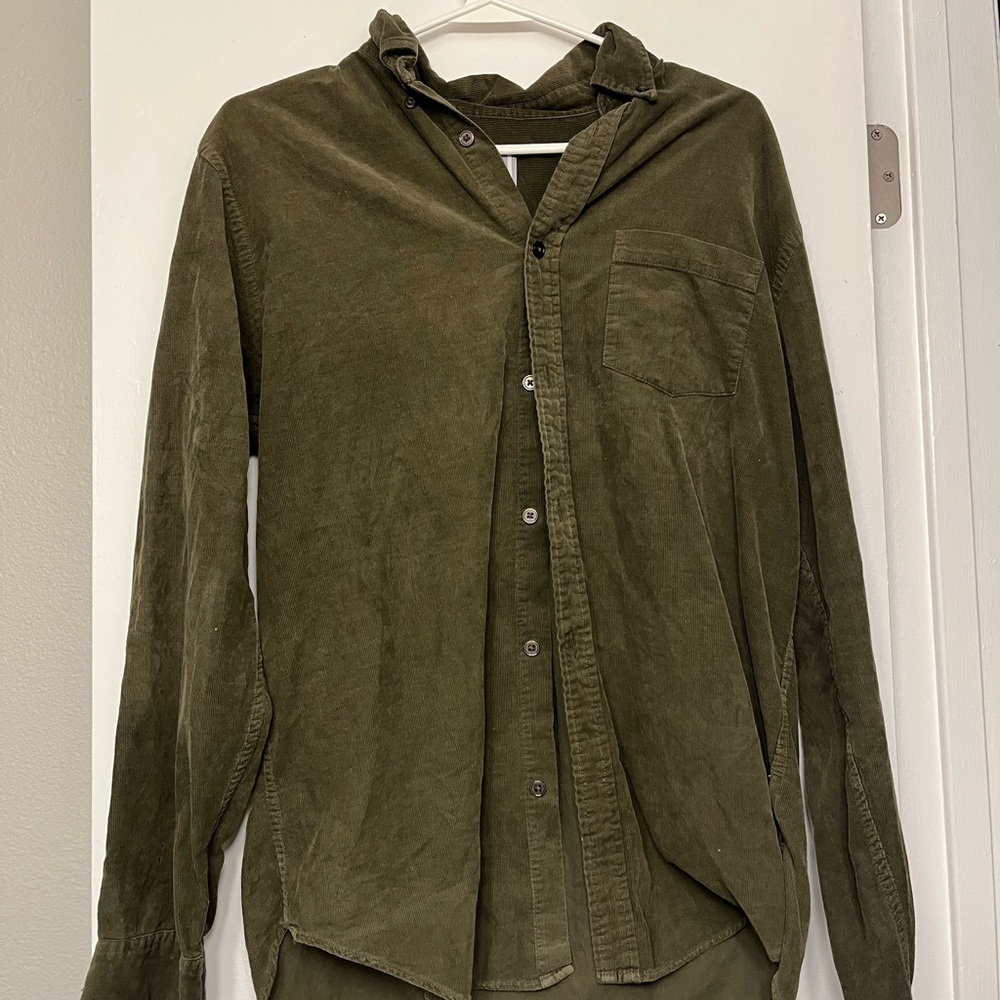 Olive Green Button-Up Shirt